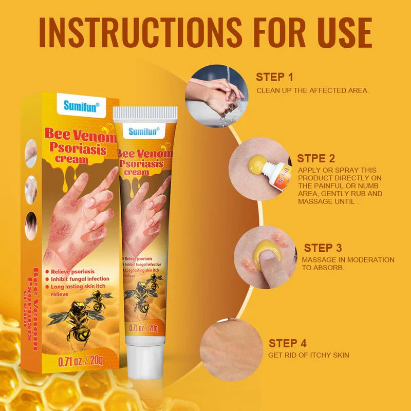 Sumifun Bee Venom Psoriasis Cream – Fast Itch Relief, Anti-Fungal & Skin Repair Treatment (20g)